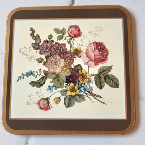 VINTAGE English Life six coasters, Made in England Floral Spray Cork Flowers - Picture 8 of 12